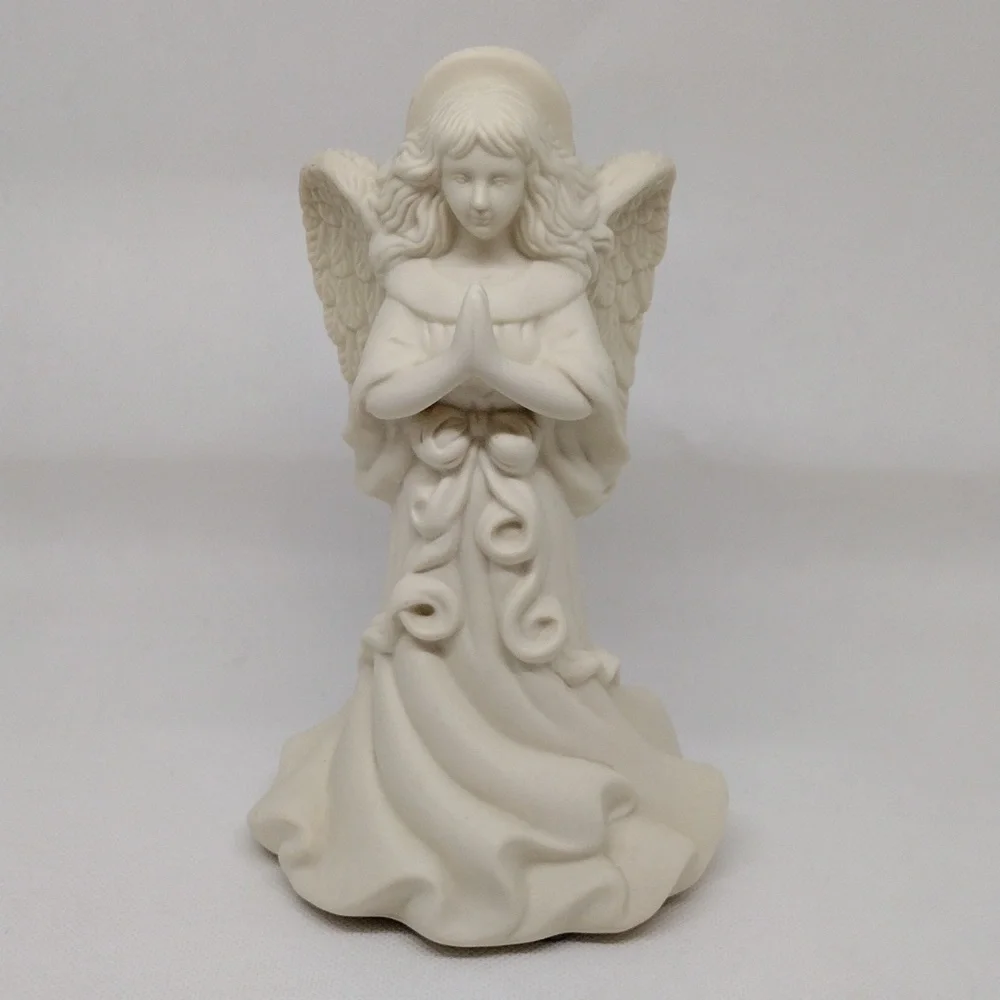Vintage PartyLite Angel of Light Bisque Taper Candle Holder Matte‎ Ivory Finish